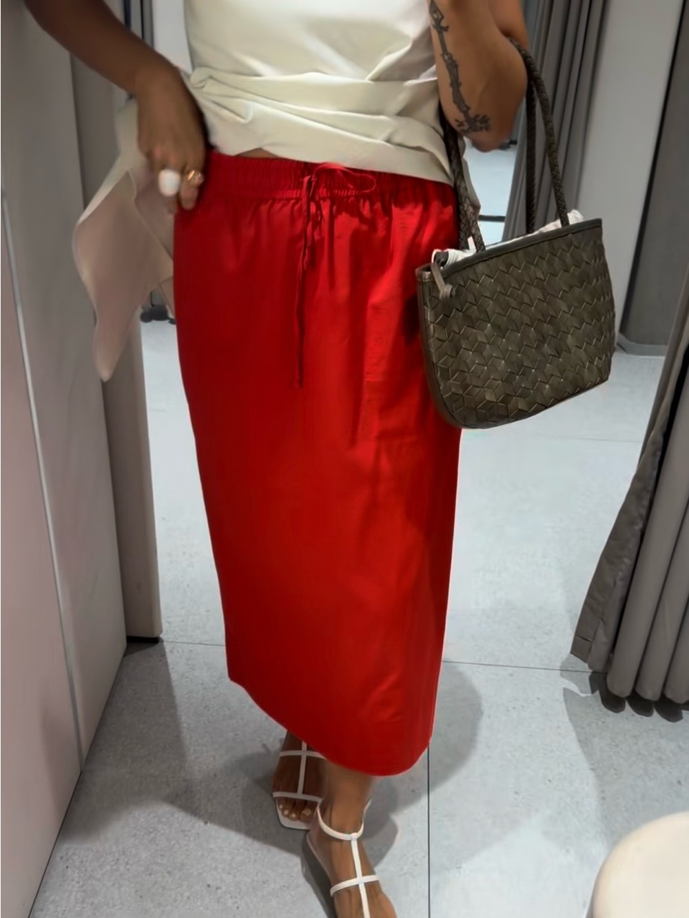 ZARA ZW COLLECTION POPLIN MIDI SKIRT SIZE XS - Picture 9 of 16